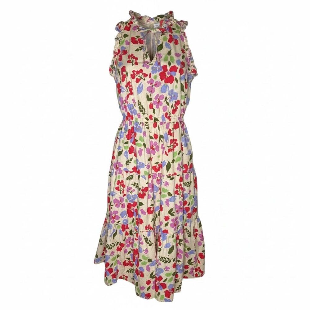 Maggy London Spring Floral Sleevess Dress Sz 8 M Sleeveless Ruffles Tiered Party